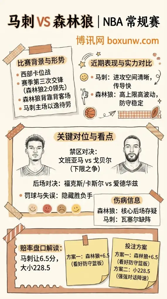 马刺 vs 森林狼 | NBA常规赛 | 赛前前瞻与投注技巧