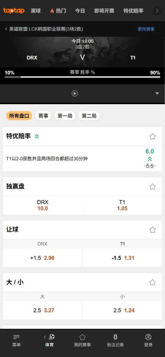 DRX vs T1 - 2026英雄联盟LCK杯 - 赔率盘口信息伟德(BetVictor)提供